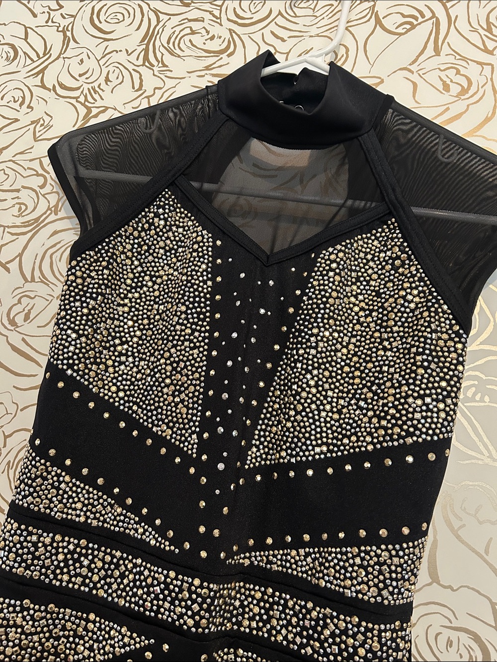 Weissman Black One-Piece Bodysuit with Gold Stud Embellishment - Picture 5 of 5
